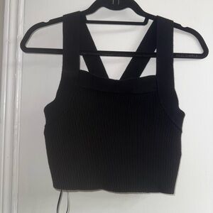 House of Harlow 1960 black ribbed knit crop tank top size L